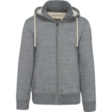 KARIBAN sherpával bélelt cipzáras kapucnis férfi pulóver KV2312, Slub Grey Heather-2XL férfi pulóver, kardigán
