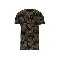 KARIBAN terepmintás környakas, rövid ujjú férfi póló KA3030, Olive Camouflage-L férfi póló