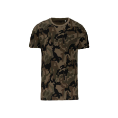 KARIBAN terepmintás környakas, rövid ujjú férfi póló KA3030, Olive Camouflage-XL