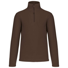 KARIBAN Uniszex galléros, 1/4 cipzáras mikropolár pulóver, Kariban KA912, Chocolate-L