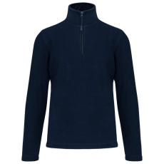 KARIBAN Uniszex galléros, 1/4 cipzáras mikropolár pulóver, Kariban KA912, Navy-L