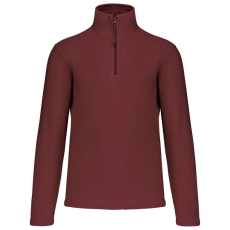 KARIBAN Uniszex galléros, 1/4 cipzáras mikropolár pulóver, Kariban KA912, Wine-3XL