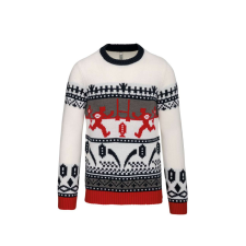 KARIBAN Uniszex karácsonyi pulóver rögbis mintával, Kariban KA991, Off White-3XL férfi pulóver, kardigán