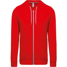 KARIBAN Uniszex könnyű vékony kapucnis cipzáras pulóver (póló), Kariban KA438, Red-L