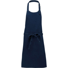 KARIBAN Uniszex pamut hosszú kötény, fémcsatos nyakpánttal, Kariban KA895, Denim-U lakástextília