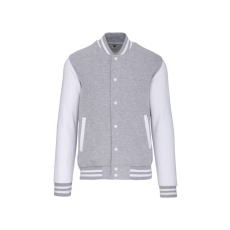 KARIBAN Uniszex vastag patentos pulóver, Kariban KA497, Oxford Grey/White-L