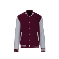 KARIBAN Uniszex vastag patentos pulóver, Kariban KA497, Wine/Oxford Grey-XS