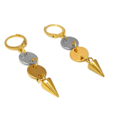  Karika és Kúp szegecs fülbevaló, ezüst-arany színű fülbevaló