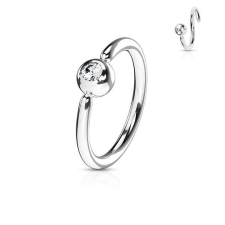  Karika rögzített golyóval és kővel (ezüst színű karika crystal kővel) 8mm testékszer