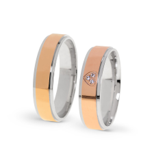  KARIKAGYŰRŰ PÁRBAN 14K ARANY 10,3 GR, GYÉMÁNT KŐVEL 0,024 CT gyűrű