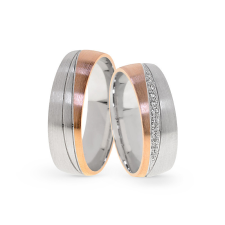  KARIKAGYŰRŰ PÁRBAN 14K ARANY 10,4 GR, GYÉMÁNT KŐVEL 0,076 CT gyűrű