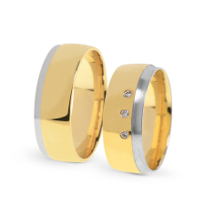  KARIKAGYŰRŰ PÁRBAN 14K ARANY 11 GR, GYÉMÁNT KŐVEL 0,128 CT gyűrű