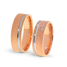  KARIKAGYŰRŰ PÁRBAN 14K ARANY 12,3 GR, GYÉMÁNT KŐVEL 0,02 CT gyűrű