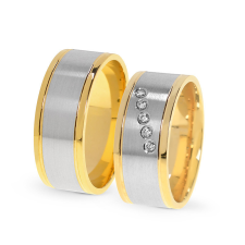  KARIKAGYŰRŰ PÁRBAN 14K ARANY 16,1 GR, GYÉMÁNT KŐVEL 0,075 CT gyűrű