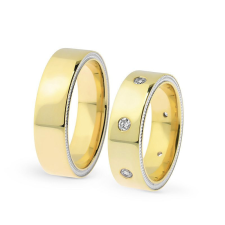 KARIKAGYŰRŰ PÁRBAN 14K ARANY 20,10 GR, GYÉMÁNT KŐVEL 0,35 CT gyűrű