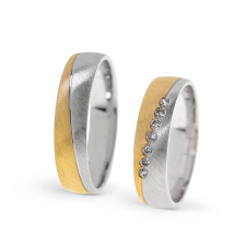  KARIKAGYŰRŰ PÁRBAN 14K ARANY 9,4 GR, GYÉMÁNT KŐVEL gyűrű