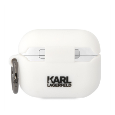Karl Lagerfeld 3D Logo NFT Karl Head Apple Airpods Pro szillikon tok, fehér fülhallgató, fejhallgató tok