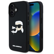 Karl Lagerfeld 3D Rubber Double Heads iPhone 16 hátlap tok, fekete tok és táska