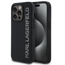 Karl Lagerfeld 3D Rubber Glitter Logo iPhone 15 Pro csillámos hátlap tok, fekete tok és táska