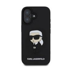 Karl Lagerfeld 3D Rubber Ikonik Apple iPhone 16 hátlap tok, fekete tok és táska