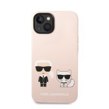 Karl Lagerfeld and Choupette Liquid szilikon hátlap tok Apple iPhone 14 Plus, rózsaszín tok és táska