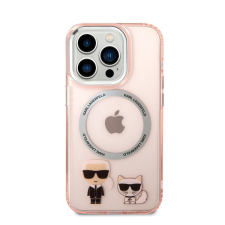 Karl Lagerfeld and Choupette MagSafe hátlap tok Apple iPhone 14 Pro Max, rózsaszín tok és táska