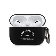 Karl Lagerfeld Apple Airpods Pro KARL LAGERFELD KLACAPSILRSGBK Liquid Silicon Tartó - Fekete audió kellék