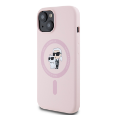 Karl Lagerfeld Apple iPhone 15 KARL LAGERFELD KLHMP15SSCMKCRHP Liquid Silicon MagSafe Hátlap - Rózsaszín tok és táska