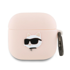 Karl Lagerfeld Case Silikon Burkolat Airpods 4 Rózsaszín 3D Choupette-Hoz fülhallgató, fejhallgató tok