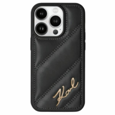 Karl Lagerfeld Diagonal Quilted Script tok iPhone 15 Pro Max - fekete tok és táska