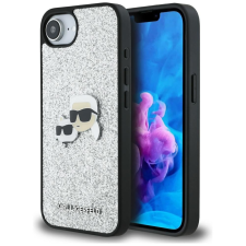 Karl Lagerfeld Fixed Glitter Ikonik Metal Pin Apple iPhone 16e hátlap tok, ezüst tok és táska