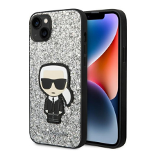 Karl Lagerfeld Glitter Flakes Ikonik Apple iPhone 14 Plus hátlap tok, ezüst tok és táska
