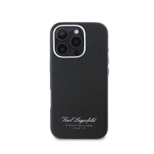 Karl Lagerfeld Grained PU Hotel RSG iPhone 16 Pro hátlap tok, fekete tok és táska