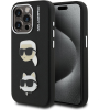 Karl Lagerfeld Grained PU K&amp;CH Heads iPhone 15 Pro Black tok (KLHCP15LPSFDHPK)