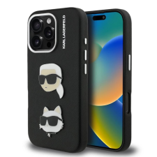 Karl Lagerfeld Grained PU K&CH Heads tok iPhone 16 Pro készülékhez fekete tok és táska
