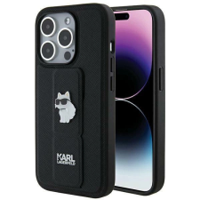 Karl Lagerfeld Gripstand Saffiano Choupette Pins tok iPhone 14 Pro - fekete tok és táska