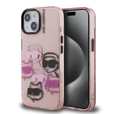 Karl Lagerfeld IML Multi K&amp;CH Heads tok iPhone 15 készülékhez rózsaszín tok és táska