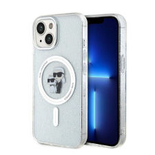 Karl Lagerfeld Karl&amp;Choupette Glitter MagSafe Apple iPhone 15 hátlap tok, átlátszó tok és táska