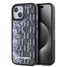Karl Lagerfeld Karl Lagerfeld Liquid Glitter Monogram Gradient tok iPhone 15 készülékhez fekete tok és táska