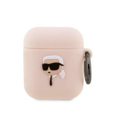 Karl Lagerfeld KLA2RUNIKP AirPods 1/2 tok rózsaszín/rózsaszín szilikon Karl Head 3D fülhallgató, fejhallgató tok