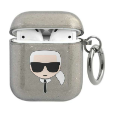 Karl Lagerfeld KLA2UKHGK AirPods borító black/fekete csillogó Karl feje fülhallgató, fejhallgató tok