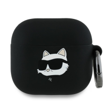 Karl Lagerfeld KLA4RUNCHK Silicone Choupette Head 3D tok AirPods 4 - fekete fülhallgató, fejhallgató tok