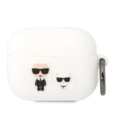 Karl Lagerfeld KLACAPSILKCW AirPods Pro fehér szilikon Karl & Choupette tok fülhallgató, fejhallgató tok