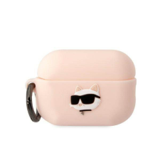 Karl Lagerfeld KLAP2RUNCHP AirPods Pro 2 rózsaszín szilikon tok 3D Choupette fej audió kellék