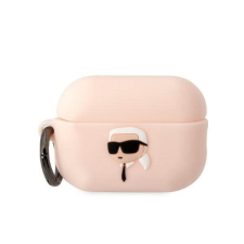 Karl Lagerfeld KLAP2RUNIKP AirPods Pro 2 rózsaszín szilikon tok 3D Karl fej audió kellék
