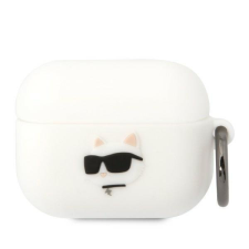 Karl Lagerfeld KLAPRUNCHH AirPods Pro tok fehér/fehér szilikon Choupette fej 3D audió kellék