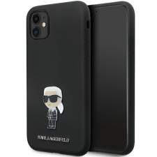 Karl Lagerfeld KLHCN61SMHKNPK tok iPhone 11 / Xr - fekete Szilikon ikonikus fém kitűző tok és táska