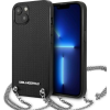 Karl Lagerfeld KLHCP13MPMK iPhone 13 6,1" Keménytok Fekete Bőr Texturált És Lánccal (3666339049935)