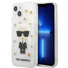 Karl Lagerfeld KLHCP13SHFLT iPhone 13 mini 5,4&quot; átlátszó virágos ikonikus Karl Lagerfeld tok tok és táska