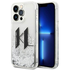 Karl Lagerfeld KLHCP14LLBKLCS iPhone 14 Pro 6,1&quot; ezüst folyékony csillogó kristályos keménytok nagy KL logó tok és táska